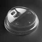 Πομπέ διαφανές καπάκι pet 95mm με τρύπα strawless reclosable