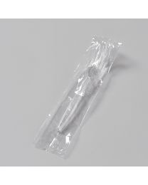 Πλαστικό διάφανο πιρούνι & μαχαίρι 18 cm συσκευασμένο χωρίς χαρτοπετσέτα
