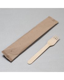 Ξύλινο πιρούνι 16 cm συσκευασμένο σε χάρτινο σακουλάκι