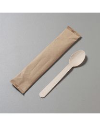 Ξύλινο κουτάλι 16 cm συσκευασμένο σε χάρτινο σακουλάκι