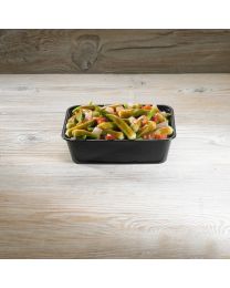 Δοχείο παραλληλόγραμμο μαύρο 650ml με καπάκι set επαναχρησιμοποιούμενο