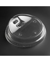 Πομπέ διαφανές καπάκι pet 95mm με τρύπα strawless reclosable