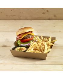 Χάρτινο τετράγωνο δισκάκι για μερίδα burger No 2